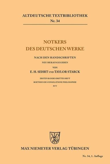 bokomslag Notkers des Deutschen Werke