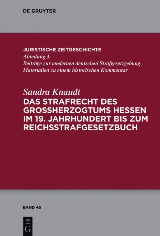 Sandra Knaudt - Strafrecht des Großherzogtums Hessen im 19. Jahrhundert bis zum Reichsstrafgesetzbuch, Inbunden