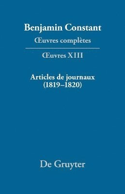 Benjamin Constant, Leonard Burnand - Articles de journaux (1819-1820), Inbunden
