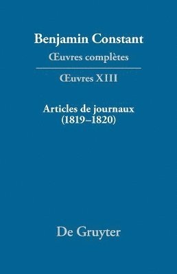 bokomslag Articles de journaux (1819-1820)