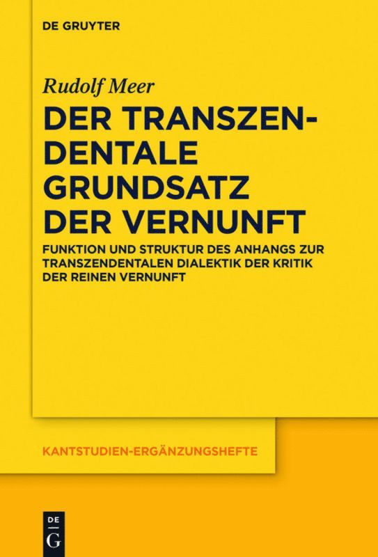 Rudolf Meer - transzendentale Grundsatz der Vernunft, Inbunden