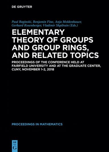 Paul Baginski, Benjamin Fine, Anja Moldenhauer, Gerhard Rosenberger, Vladimir Shpilrain - Elementary Theory of Groups and Group Rings, and Related Topics, Inbunden