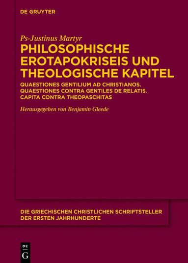 bokomslag Philosophische Erotapokriseis und theologische Kapitel