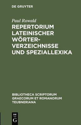bokomslag Repertorium Lateinischer Wörterverzeichnisse Und Speziallexika