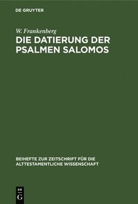 bokomslag Die Datierung Der Psalmen Salomos