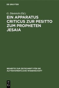 bokomslag Ein Apparatus Criticus Zur Pesitto Zum Propheten Jesaia