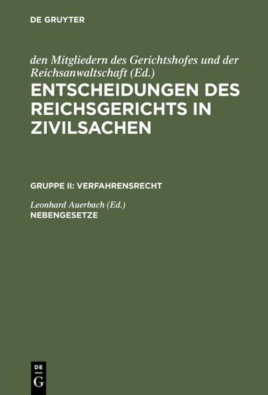 Leonhard Auerbach - Nebengesetze, Inbunden