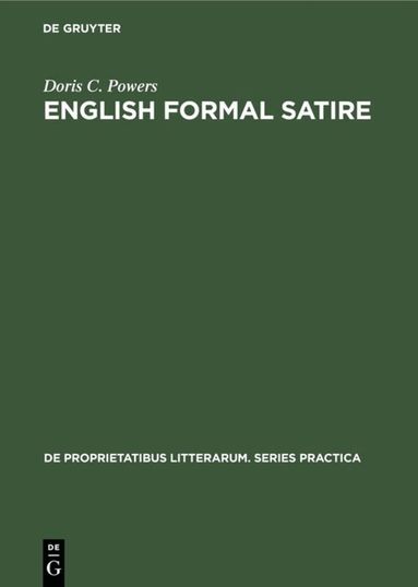 Doris C. Powers - English formal satire, Inbunden