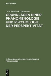 bokomslag Grundlagen einer Phnomenologie und Psychologie der Perspektivitt