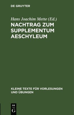 Nachtrag zum Supplementum Aeschyleum 1