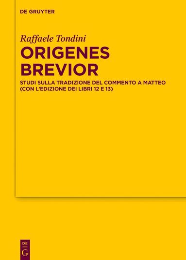 Raffaele Tondini - Origenes brevior, Inbunden