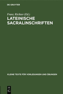 bokomslag Lateinische Sacralinschriften