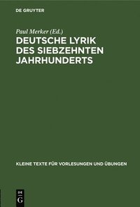 bokomslag Deutsche Lyrik Des Siebzehnten Jahrhunderts