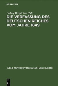 bokomslag Die Verfassung Des Deutschen Reiches Vom Jahre 1849