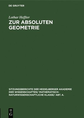 bokomslag Zur Absoluten Geometrie