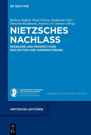Barbara Beßlich, Paolo D´Iorio, Katharina Grätz, Sebastian Kaufmann, Andreas Urs Sommer - Nietzsches Nachlass, Inbunden