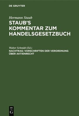 bokomslag Vorschriften Der Verordnung Über Aktienrecht