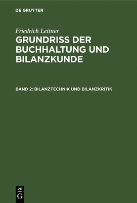 bokomslag Bilanztechnik Und Bilanzkritik