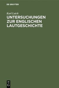 bokomslag Untersuchungen Zur Englischen Lautgeschichte