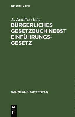 bokomslag Brgerliches Gesetzbuch nebst Einfhrungsgesetz