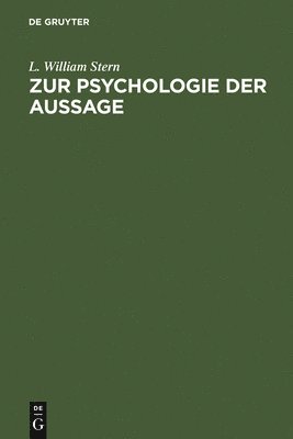 bokomslag Zur Psychologie Der Aussage