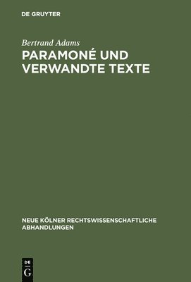 bokomslag Paramoné und verwandte Texte