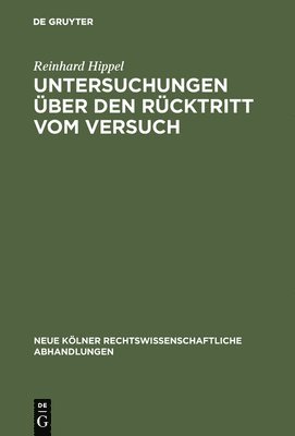 bokomslag Untersuchungen ber den Rcktritt vom Versuch