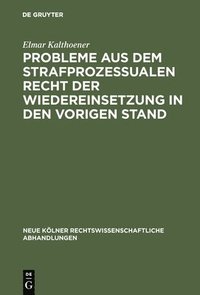 bokomslag Probleme aus dem strafprozessualen Recht der Wiedereinsetzung in den vorigen Stand