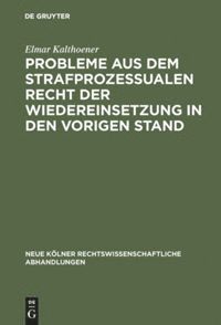 bokomslag Probleme aus dem strafprozessualen Recht der Wiedereinsetzung in den vorigen Stand