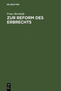bokomslag Zur Reform Des Erbrechts
