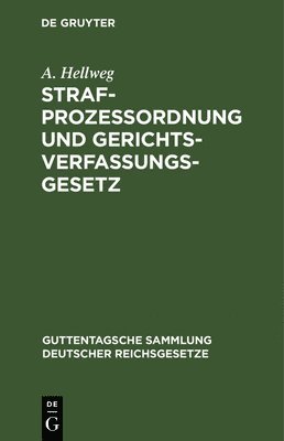 bokomslag Strafprozeßordnung Und Gerichtsverfassungsgesetz
