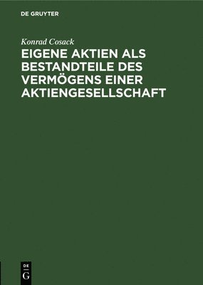 Eigene Aktien ALS Bestandteile Des Vermgens Einer Aktiengesellschaft 1