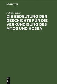 bokomslag Die Bedeutung Der Geschichte Fr Die Verkndigung Des Amos Und Hosea