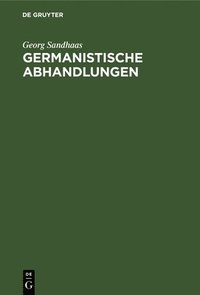 bokomslag Germanistische Abhandlungen