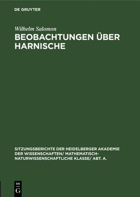 bokomslag Beobachtungen ber Harnische