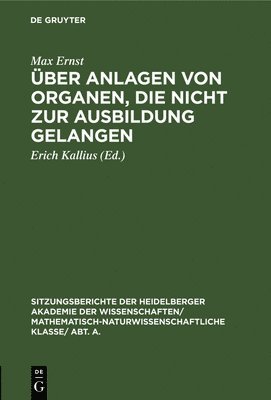 bokomslag ber Anlagen Von Organen, Die Nicht Zur Ausbildung Gelangen