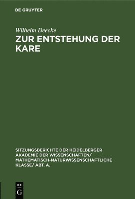 Wilhelm Deecke - Zur Entstehung Der Kare, Inbunden