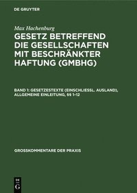 bokomslag Gesetzestexte (Einschliel. Ausland), Allgemeine Einleitung,  1-12