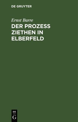 bokomslag Der Proze Ziethen in Elberfeld