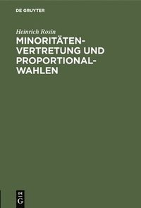 bokomslag Minorittenvertretung und Proportionalwahlen