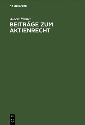 bokomslag Beiträge Zum Aktienrecht