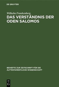 bokomslag Das Verstndnis Der Oden Salomos