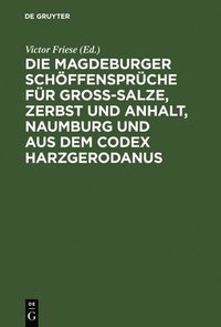 bokomslag Die Magdeburger Schffensprche Fr Gross-Salze, Zerbst Und Anhalt, Naumburg Und Aus Dem Codex Harzgerodanus