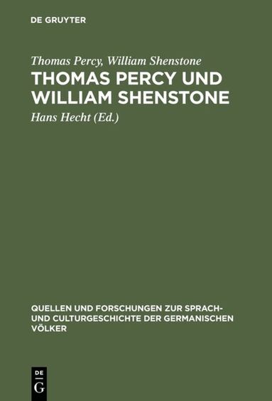 Thomas Percy, William Shenstone, Hans Hecht - Thomas Percy und William Shenstone, Inbunden