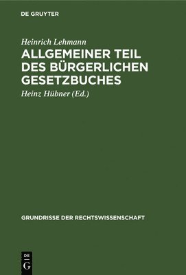 Allgemeiner Teil Des Brgerlichen Gesetzbuches 1