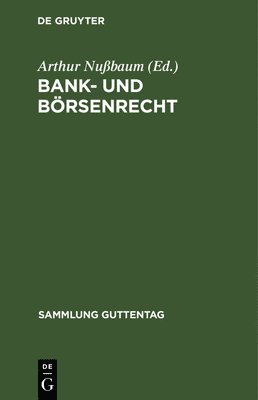 Bank- Und Brsenrecht 1