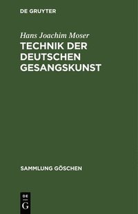 bokomslag Technik der deutschen Gesangskunst