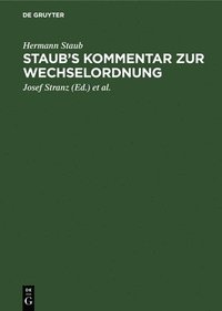 bokomslag Staub's Kommentar Zur Wechselordnung
