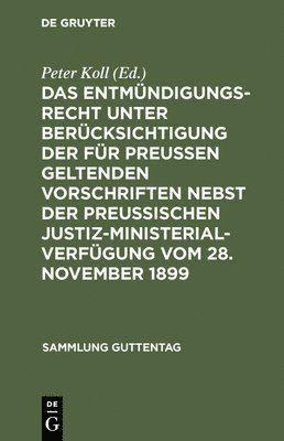 bokomslag Das Entmndigungsrecht Unter Bercksichtigung Der Fr Preuen Geltenden Vorschriften Nebst Der Preuischen Justiz-Ministerial-Verfgung Vom 28. November 1899