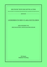 bokomslag Das Liederbuch Der Clara Hätzlerin: Der Liederteil